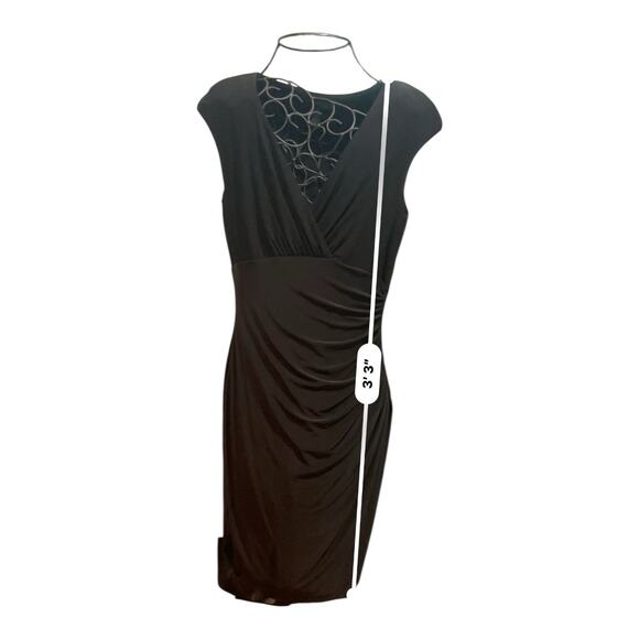 Lauren Ralph Lauren Wrap Dress Ruched Ponte Knit Sleeveless Black Size 6 Career - Picture 6 of 12